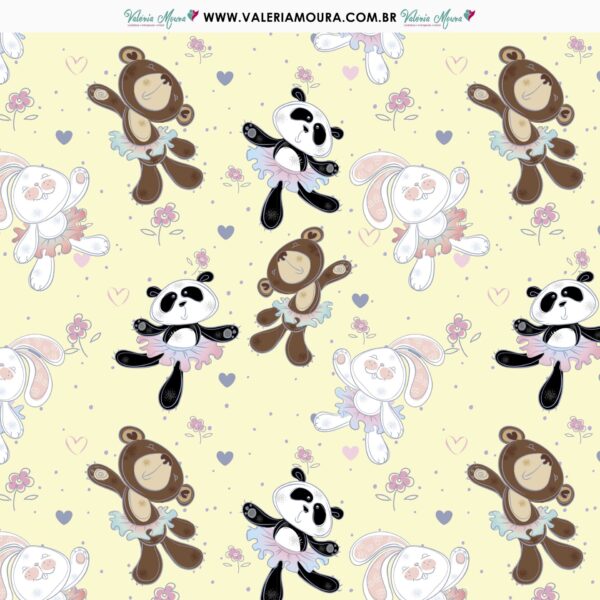 Pacote de folhas para Scrapbook - Ursos Ballet